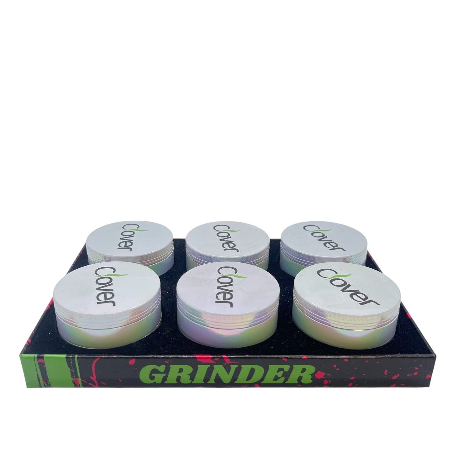 JLH Technology Co Limited Clover | GX-2203 Iridescent White Zinc Alloy 4-part Grinders (6pk) Grinders