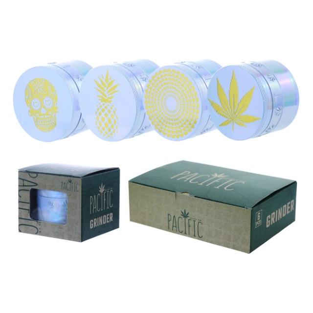 VaporTech Wholesale Clover - GX-2355 50*40mm Various Pastel Grinders w/Various Top Designs (6pcs/display) Grinders