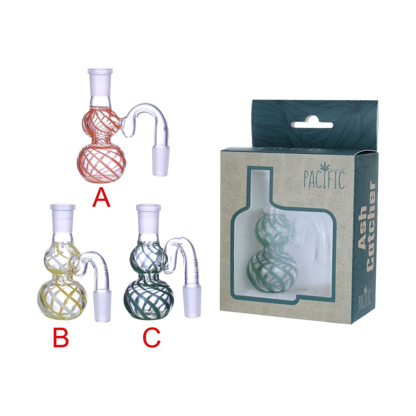 VaporTech Wholesale Pacific | Translucent Ash Catcher w/ Various Color Swirls 14mm/18mm Joint - WPG-62 Pacific