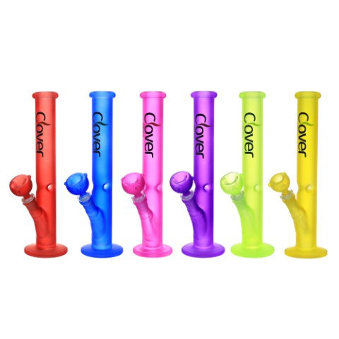 VaporTech Wholesale Clover WP | 11" Straight Neck Flat Bottom Glass w/Ice Catcher Matte Finished Waterpipes