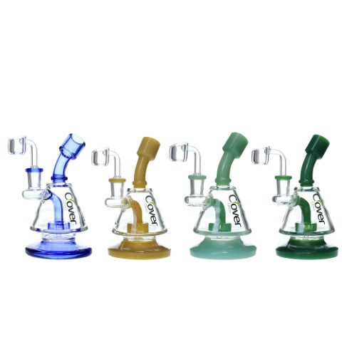 VaporTech Wholesale Clover Waterpipe - 6" Dab Rig Bent Neck with Matching Mouthpiece & UFO Perc Waterpipes