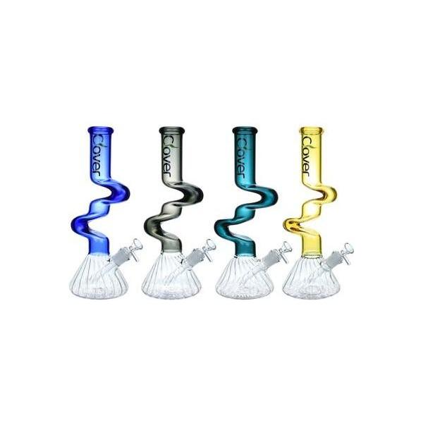 VaporTech Wholesale Clover Waterpipe - 13" Transparent Spiral Tube Beaker Bong Waterpipes