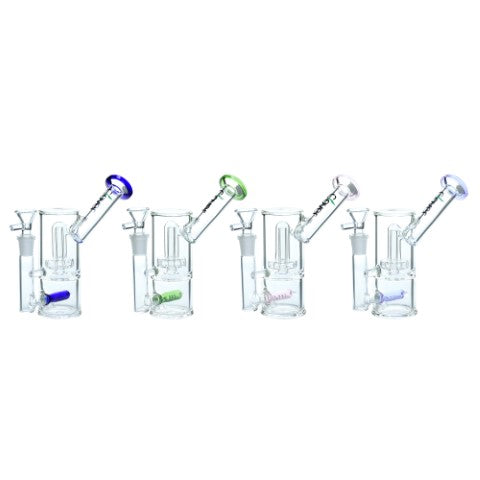 VaporTech Wholesale Clover Waterpipe - 6" Cylinder Side Angle Glass with Matching Color Mouthpiece & Straight Perc Waterpipes