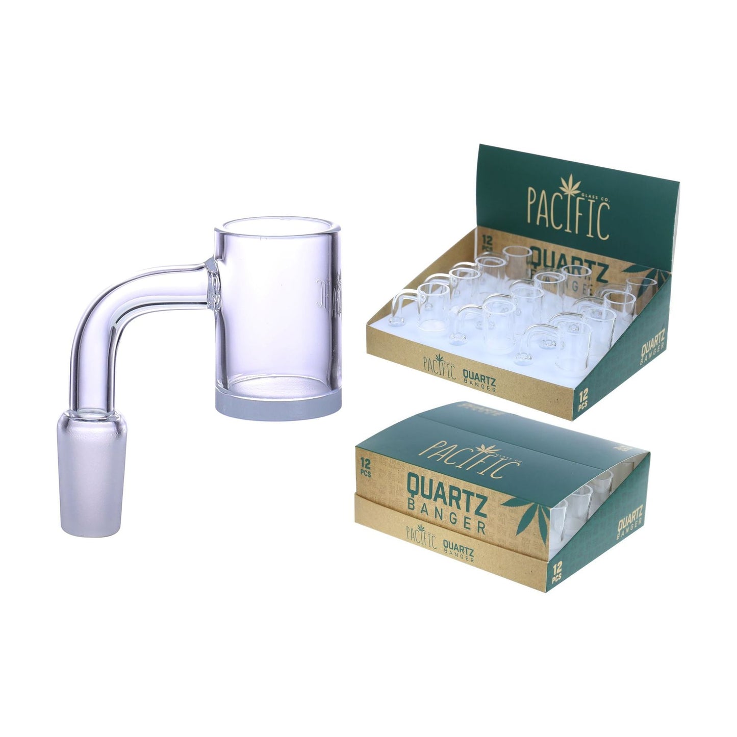 VaporTech Wholesale Pacific Banger | Clear 14mm Quartz 90 25mm Bowl - White Base (12pcs/Display) {WPY-307} Pacific