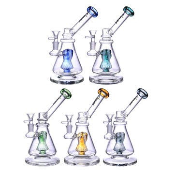 VaporTech Wholesale Clover 6'' Cone Side Perc Glass Water Pipe WPE-481 - PALE GREEN Waterpipes