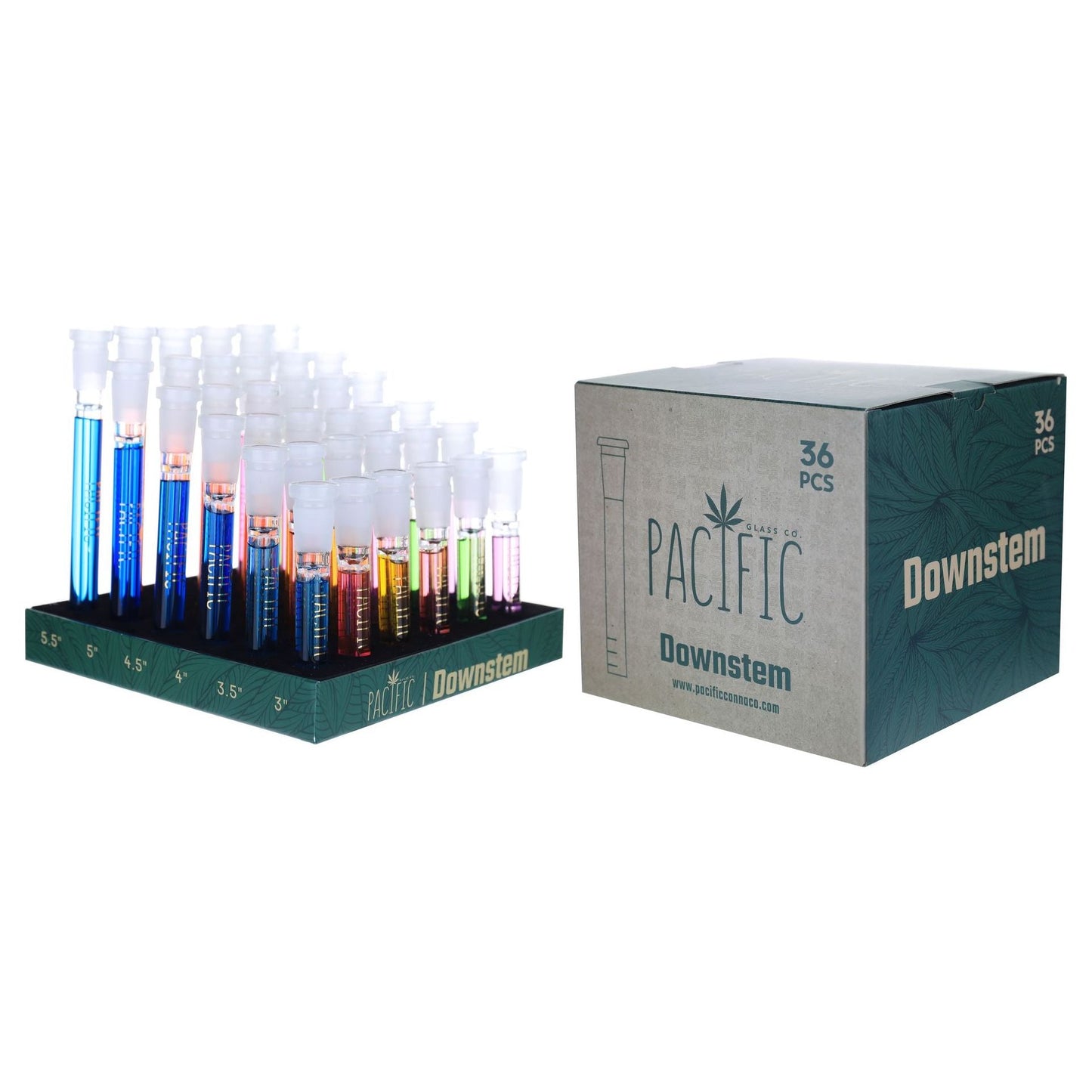 VaporTech Wholesale Pacific | Downstems 6/ea Length Glycerin Various Colors (36pc/Display) - DS-04 Pacific