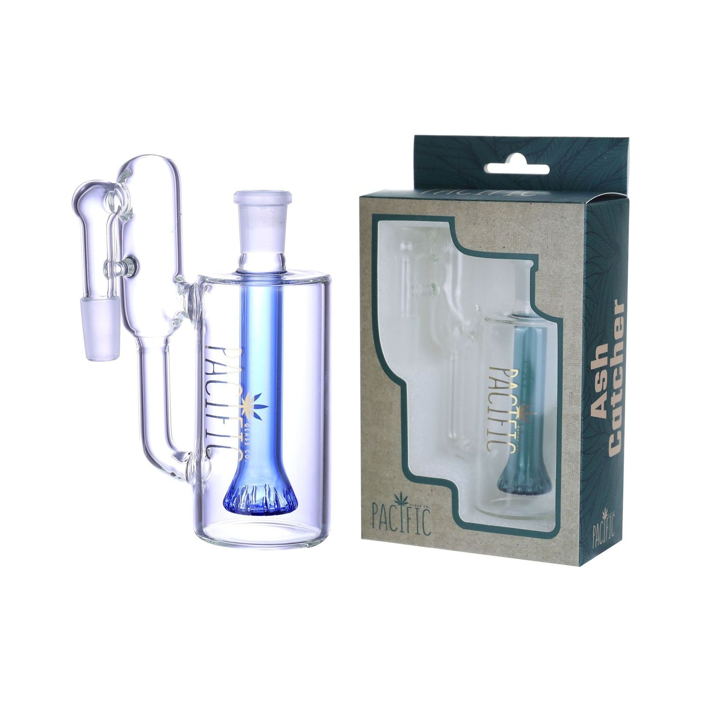 VaporTech Wholesale Pacific | Double Chamber Gold Print Logo Ash Catcher w/ Various Color Perc 14mm/18mm Joint - WPG-41 Pacific