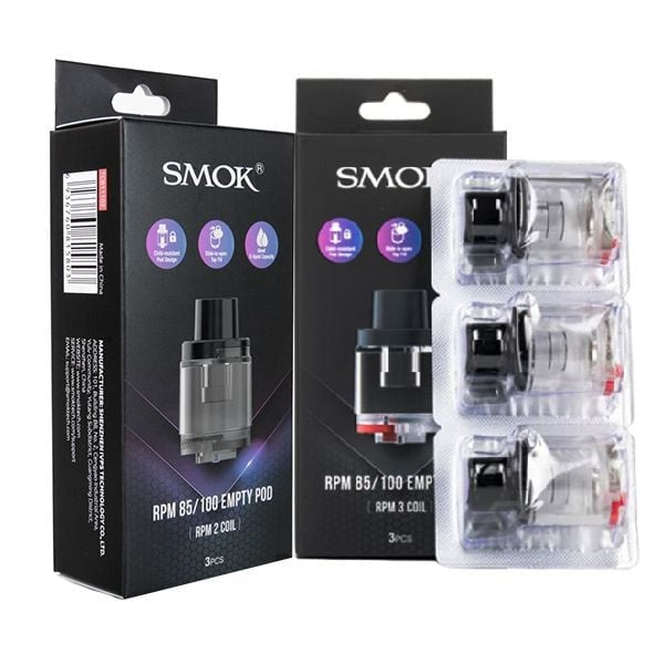 VaporTech Wholesale SMOK | RPM 85/100 Empty Pod {RPM 2 Coil} (3pcs) - Bright Black Replacement Pods