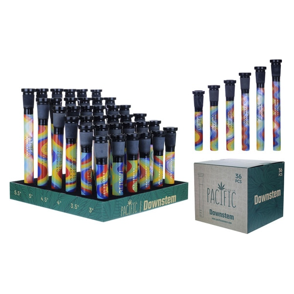 VaporTech Wholesale Pacific | Downstems 6/ea Length Various Tiedye (36pc/Display) - DS-10 Pacific