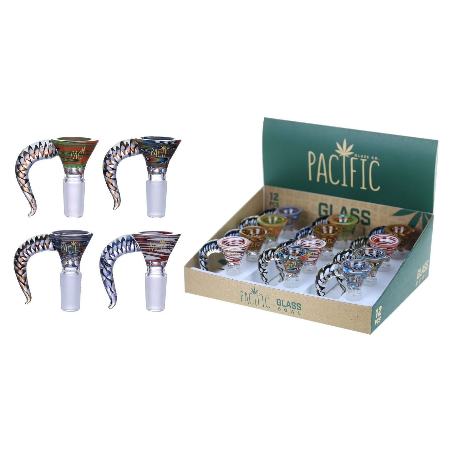 VaporTech Wholesale Pacific Bowl - Spiral Colored Funnel w/ Horne Handle Pacific