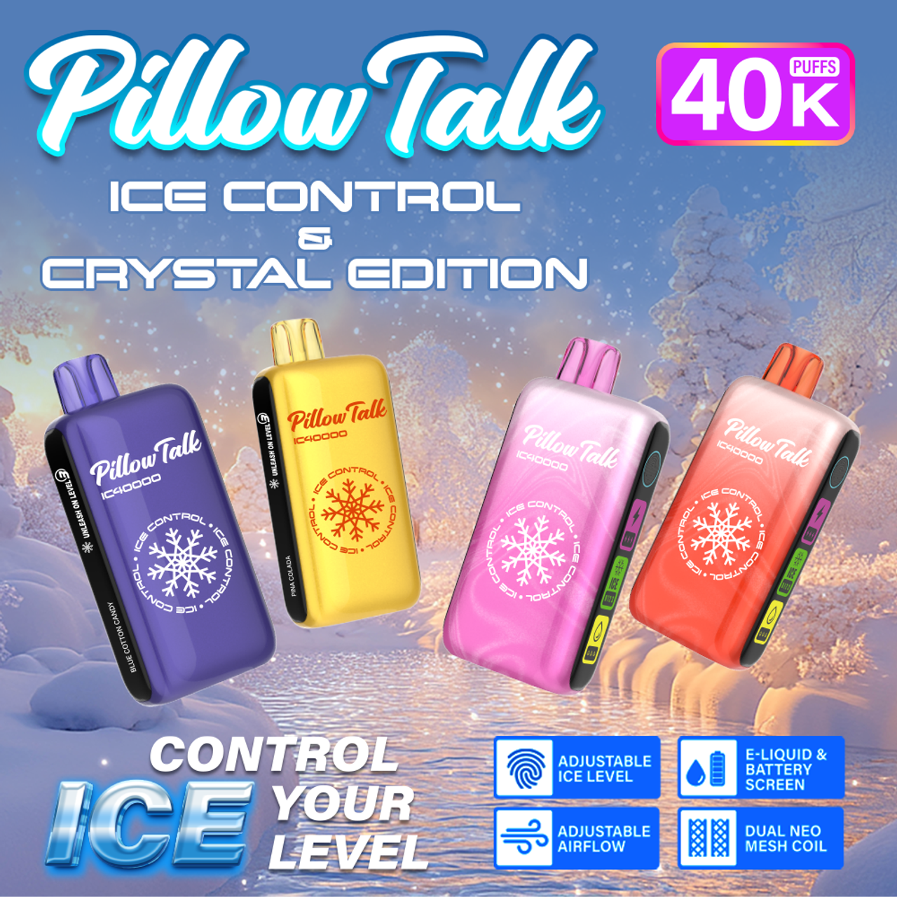 VaporTech Wholesale Pillow Talk Ice Control Disposable IC40000 - (CRYSTAL EDITION) Cherry Lemon Disposables