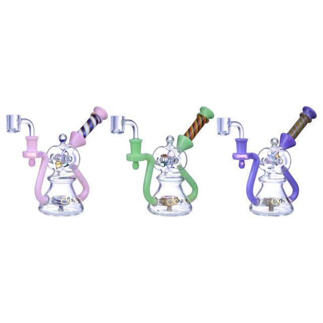 JLH Technology Co Limited Clover Waterpipe - 7" Multi Colored Recycler with Candy Cane Mouthpiece Waterpipes