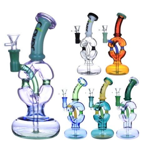VaporTech Wholesale Clover WP | 10" Bent Neck Ring Flat Base Various Colored w/ Straight Perc [WPD-178] Waterpipes