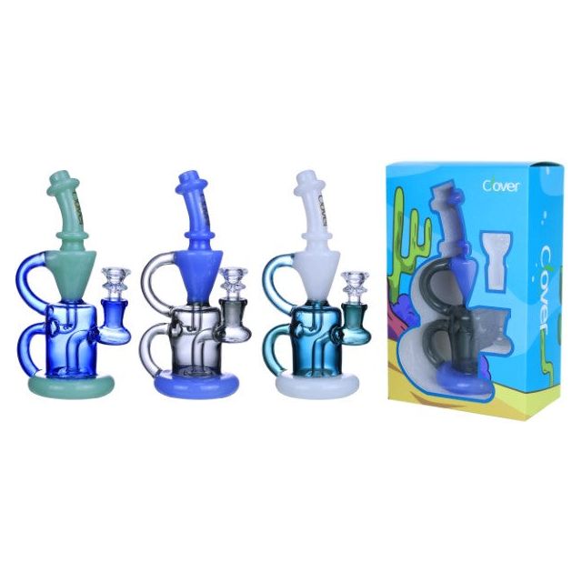 VaporTech Wholesale Clover [Waterpipes] - 7" Bent Neck Two Ring Tube Grip w/Round Flat Base Pipes & Pieces