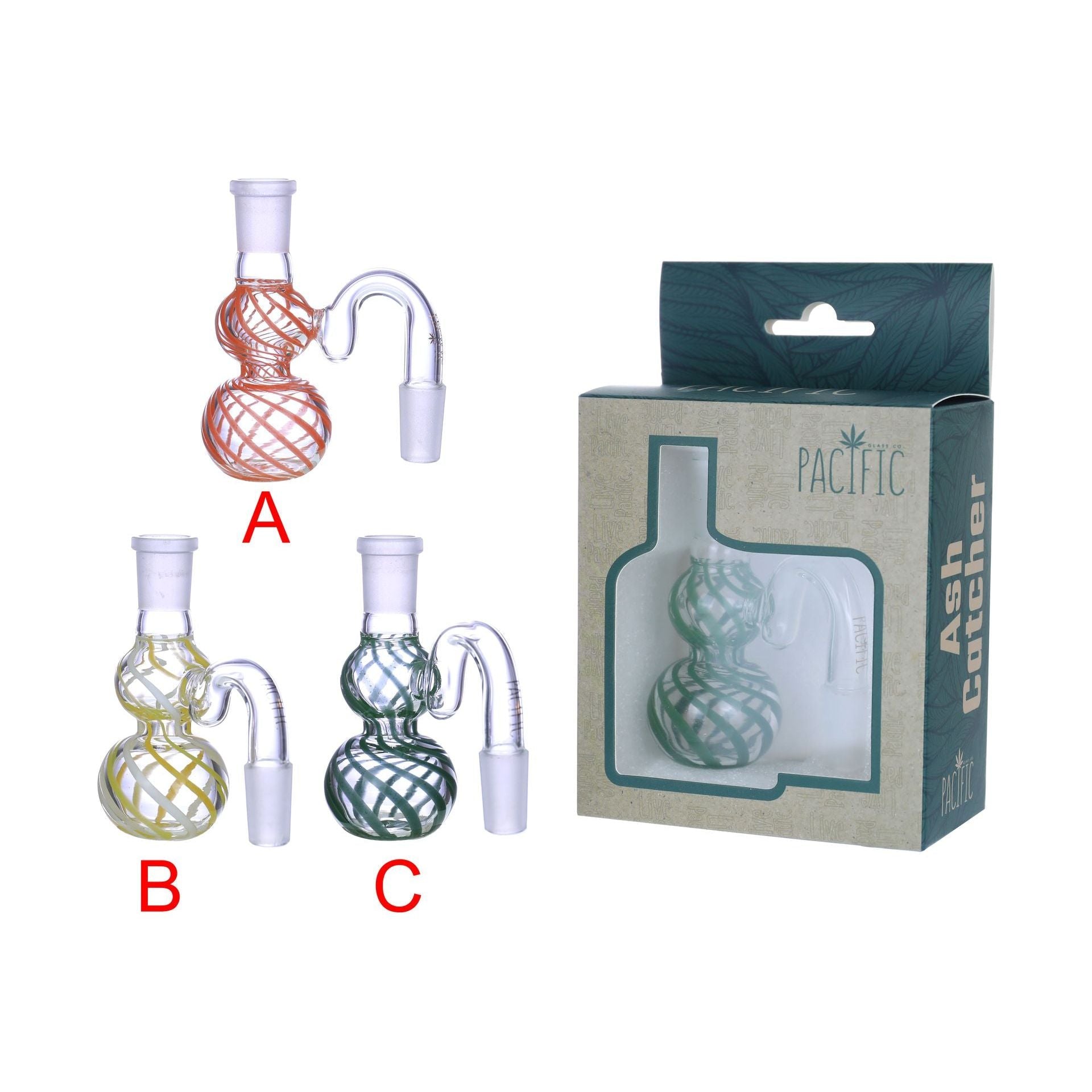 VaporTech Wholesale Pacific | Translucent Ash Catcher w/ Various Color Swirls 14mm/18mm Joint - WPG-62 Pacific