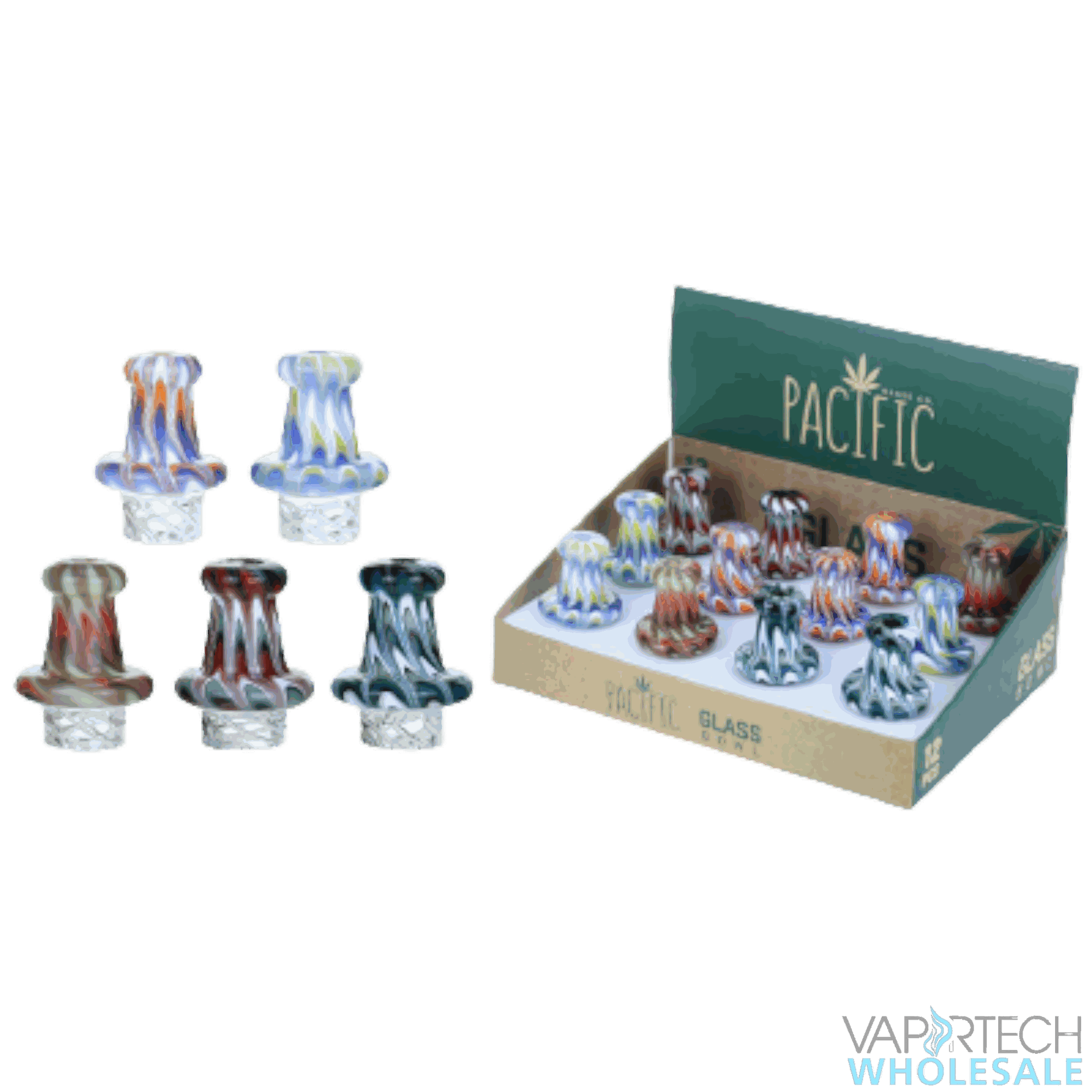 VaporTech Wholesale Pacific Carb Cap - Multi-Color Art w/ Vortex AirFlow (12pcs/Display) {WPH-4040} Pacific