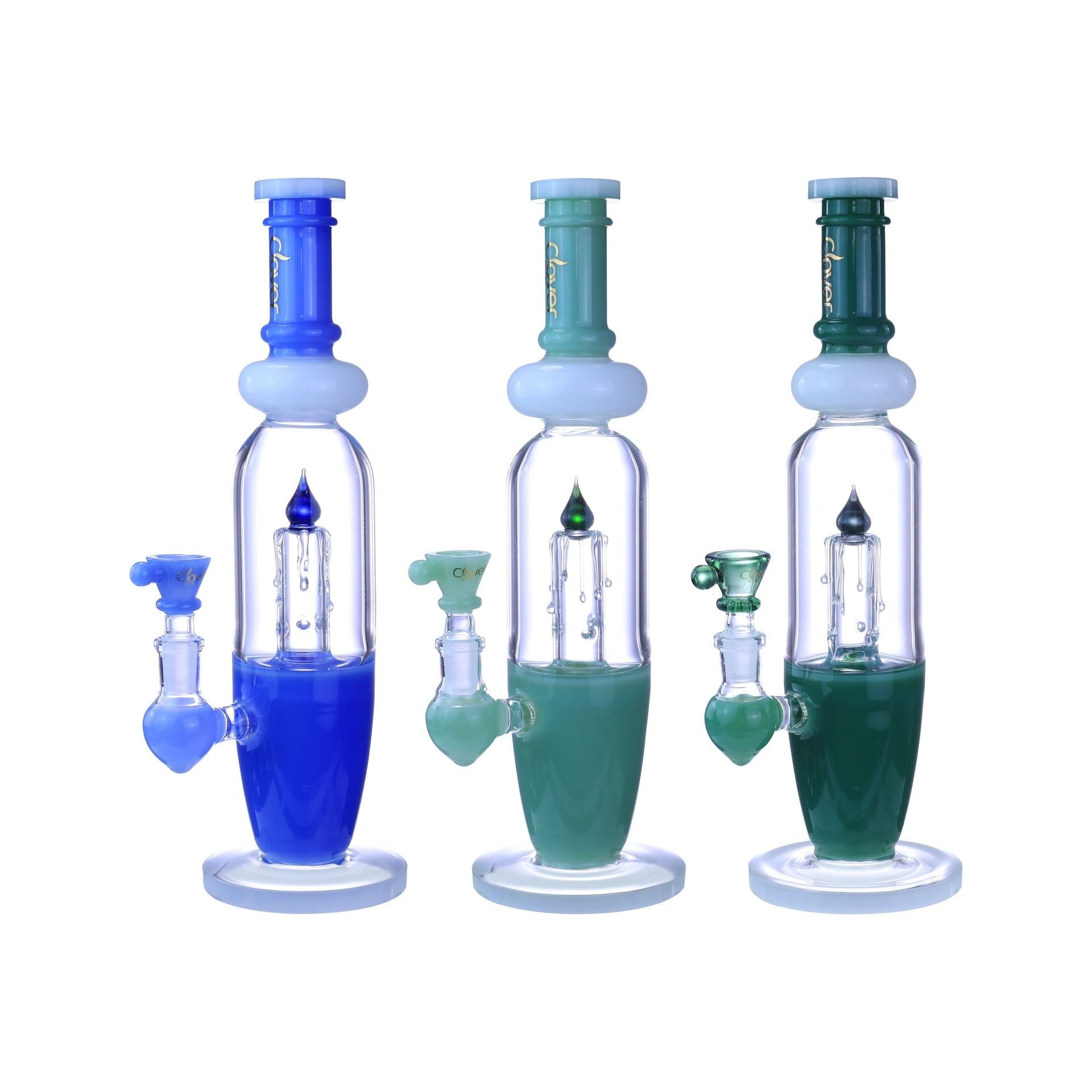 VaporTech Wholesale Clover [Waterpipes] - 11" Pill Shaped Candle Perc W/Matching Color Straight Mouthpiece & Bottom Base Pipes & Pieces