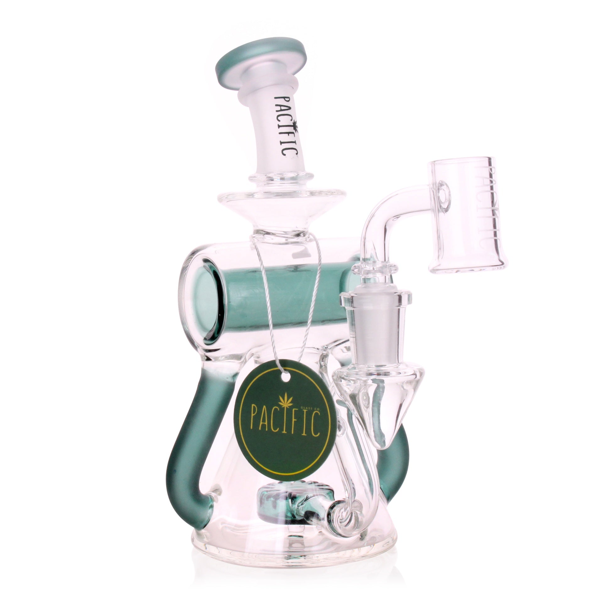 VaporTech Wholesale Pacific Waterpipes - 6" Mackerel Double Matching Colored Perc with Slight Curved Neck All