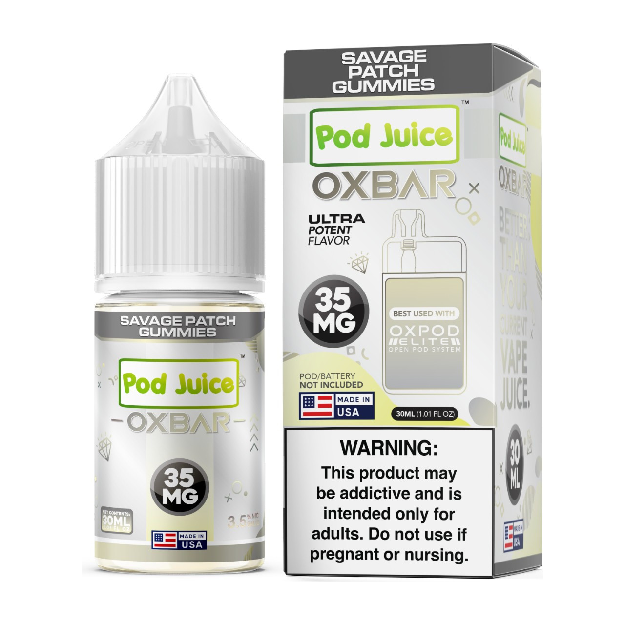 Jewel Distribution Oxbar x Pod Juice Salts 30ml - WHITE GUMMY WATERMELON 55mg E-liquid