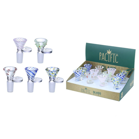 VaporTech Wholesale Pacific Bowl - Clear Funnel Variety Design w/ Handle (12pcs/Display) Pacific