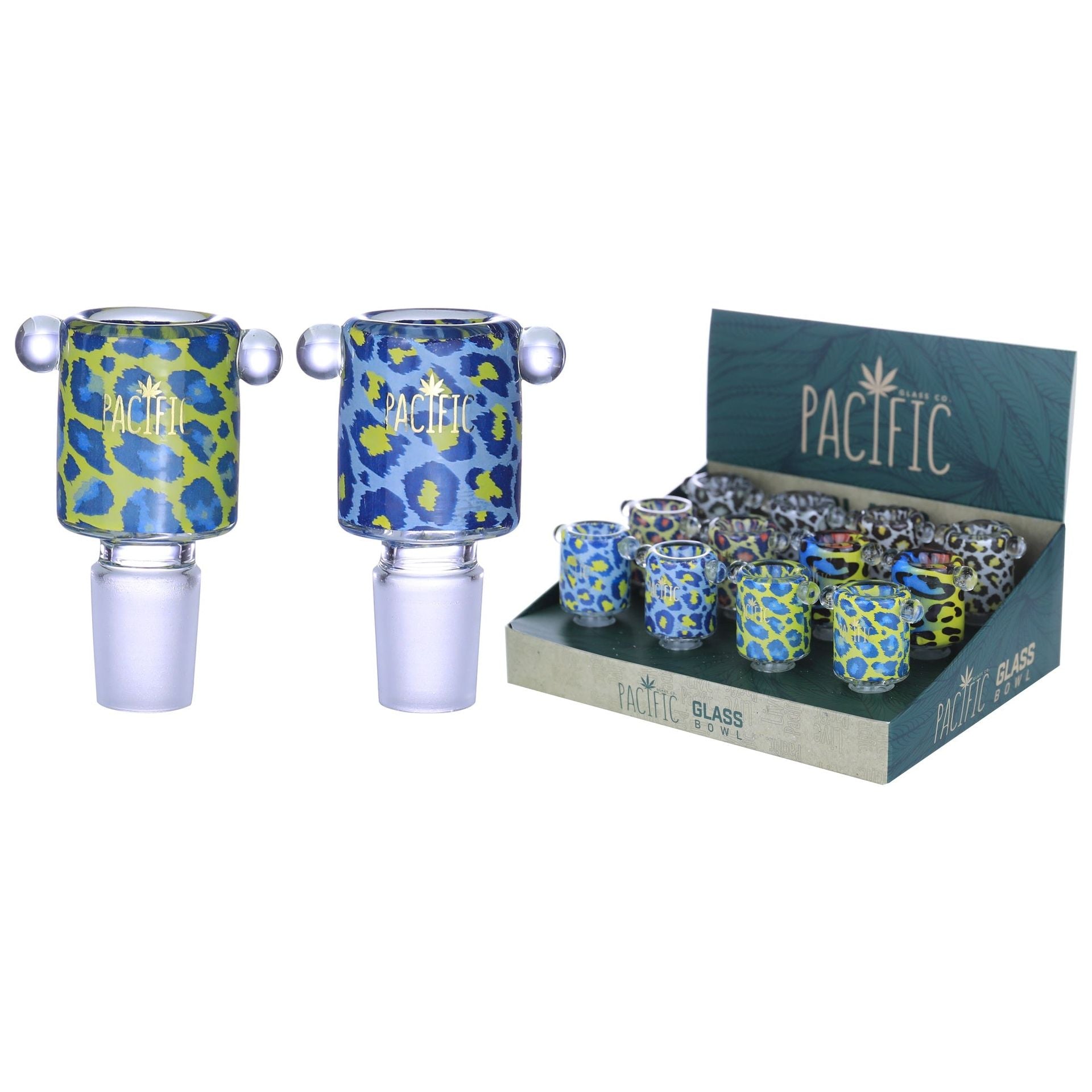VaporTech Wholesale Pacific [Bowls] - Pacific Logo Assorted colored Cheetah print (12pcs/display) [WPH-678]-14MM Pacific