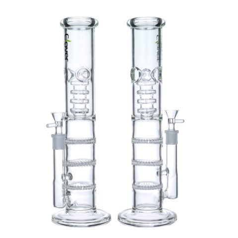 VaporTech Wholesale Clover 13'' 3 Honeycomb With Ice Pinch-[WPC-149] Clear Waterpipes