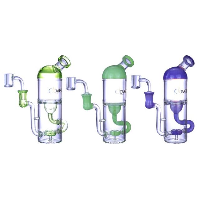 VaporTech Wholesale Clover [Waterpipes] - 8" Cylinder Flat Base Side Mouthpiece w/Honeycomb & Cylinder Tube Perc Pipes & Pieces