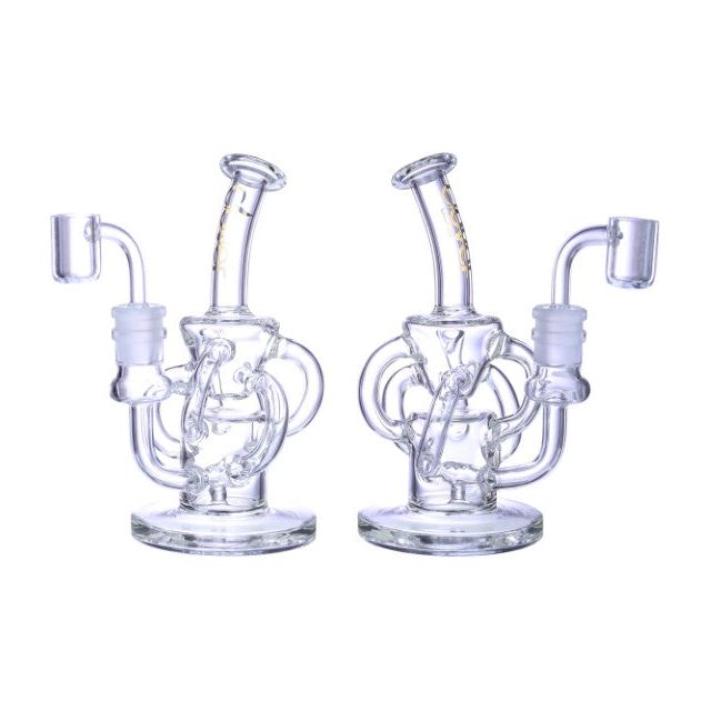 VaporTech Wholesale Clover [Waterpipe] - 7" Bent Neck Hour glass design Dab Rig w/ Various Flows [WPE-402] Waterpipes