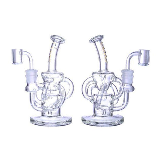 VaporTech Wholesale Clover [Waterpipe] - 7" Bent Neck Hour glass design Dab Rig w/ Various Flows [WPE-402] Waterpipes