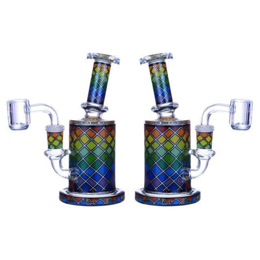 VaporTech Wholesale Clover [Dab Rigs] - 6" Rainbow Comb Style Slightly Angled Mouthpiece [WPE-861] Dab Rig