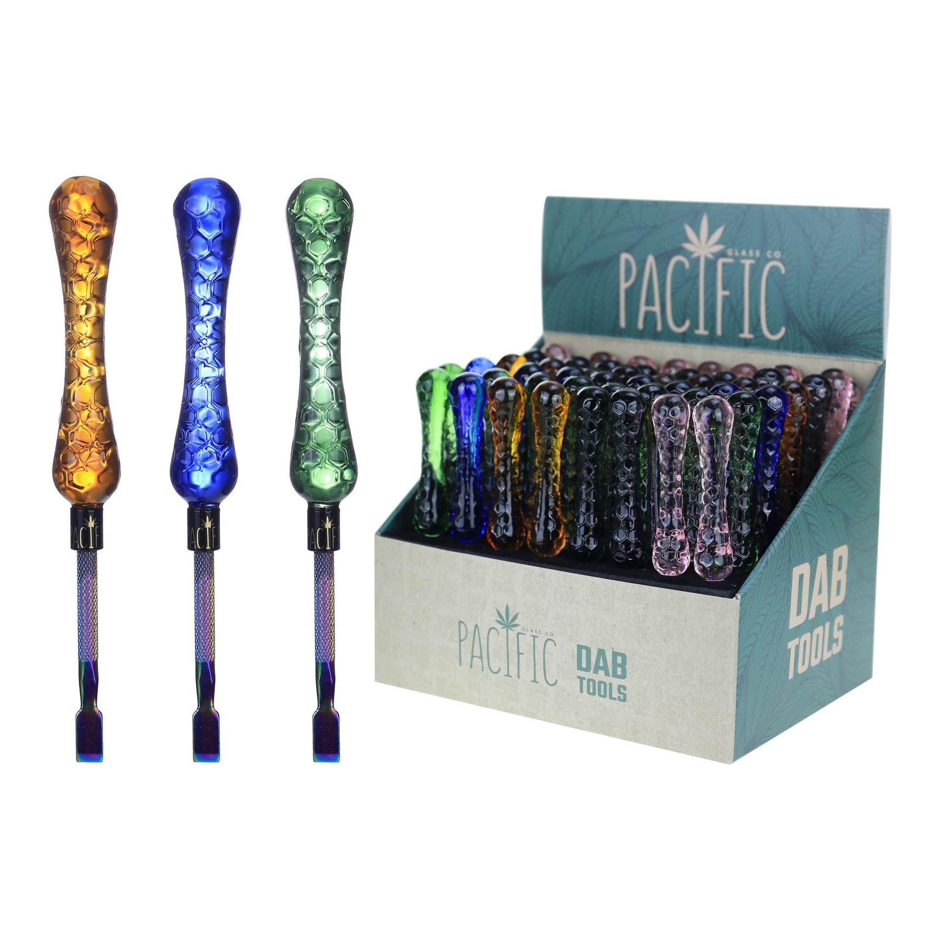 VaporTech Wholesale Pacific | Mixed Color Textured Glass Dab Tool - 48pc/Display (TS-03) Pacific