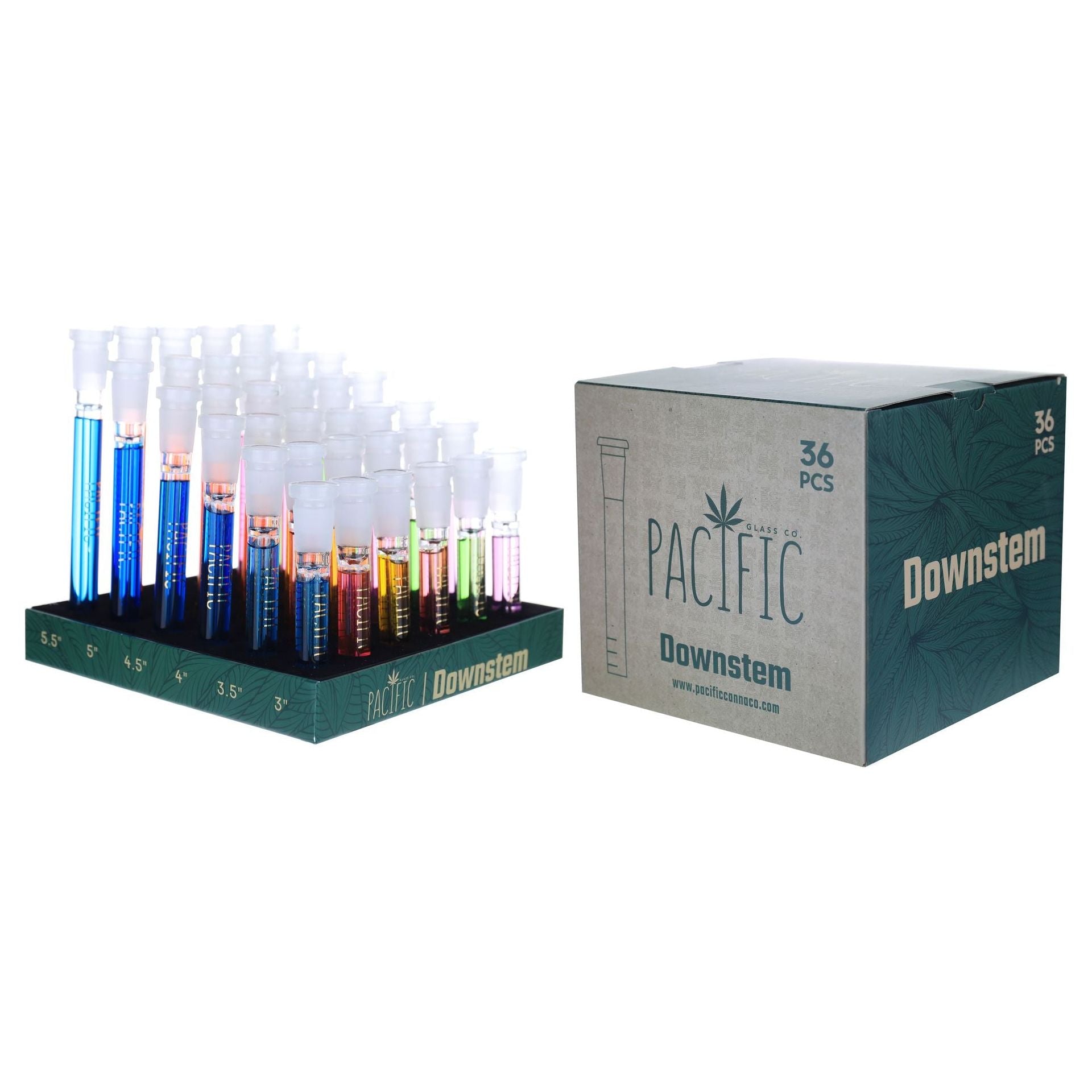 VaporTech Wholesale Pacific | Downstems 6/ea Length Glycerin Various Colors (36pc/Display) - DS-04 Pacific