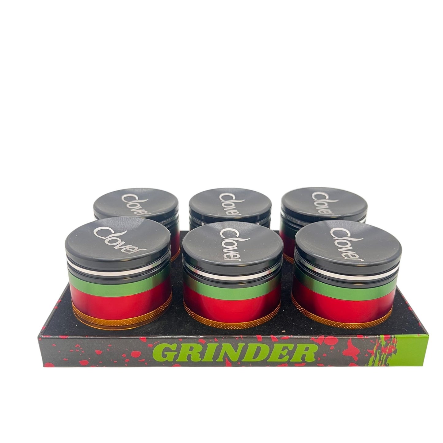 JLH Technology Co Limited Clover | Rasta Color 4-part Aluminum Alloy Grinder (6pcs/Display) - [GX-2367] Accessories