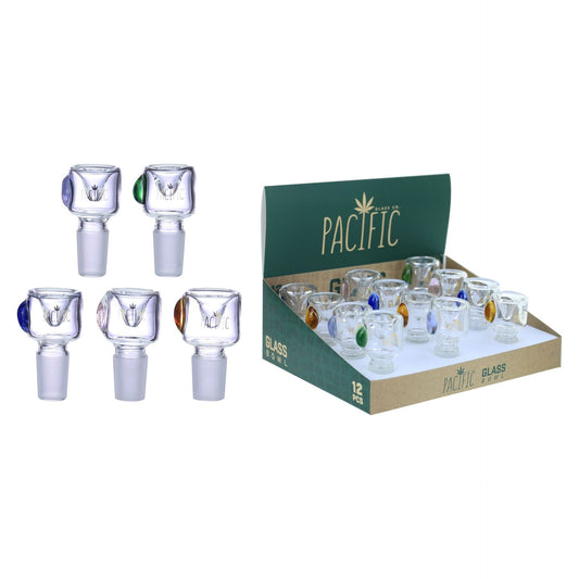 VaporTech Wholesale Pacific Bowls - Clear Bowl w/ Colored Ball Handle (12pcs/Display) {WPH-268} Pacific