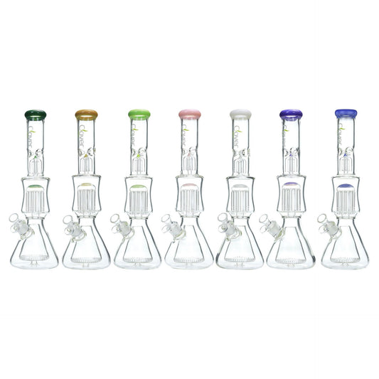 VaporTech Wholesale Clover Waterpipes - 12" Ice Catcher Straight Neck Beaker Bottom with Triangle & Jellyfish Perc Pipes & Pieces