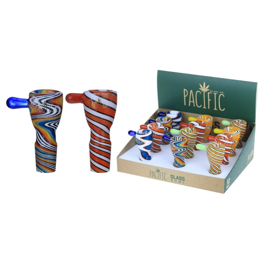 VaporTech Wholesale Pacific Bowl - Funnel Full Multi-Color Striped Design w/ Ball Handle (12pcs/Display) Pacific