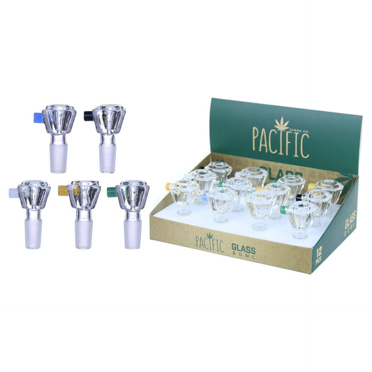 VaporTech Wholesale Pacific Bowl | Diamond Bowl W/Colored Handle (12pcs) {WPH-236} Pacific