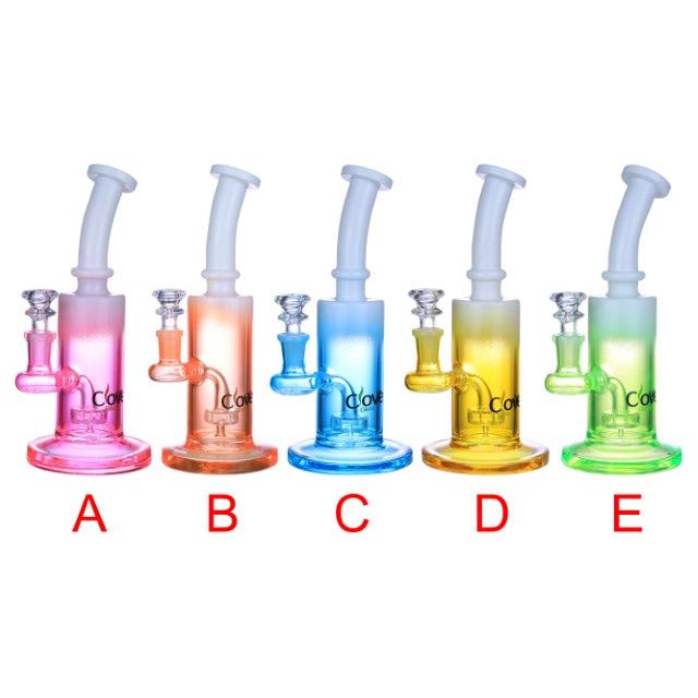 VaporTech Wholesale Clover [Waterpipe] - 8" Transparent Base Bottom With Milk White mouthpiece w/UFO Perc [WPE-543]YELLOW Waterpipes