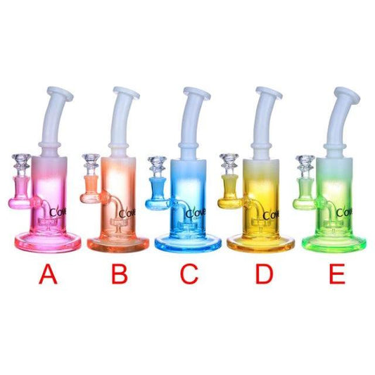 VaporTech Wholesale Clover [Waterpipe] - 8" Transparent Base Bottom With Milk White mouthpiece w/UFO Perc [WPE-543]YELLOW Waterpipes