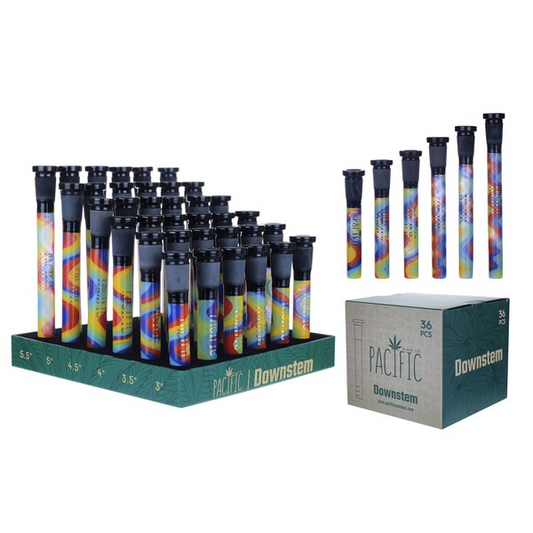 VaporTech Wholesale Pacific | Downstems 6/ea Length Various Tiedye (36pc/Display) - DS-10 Pacific