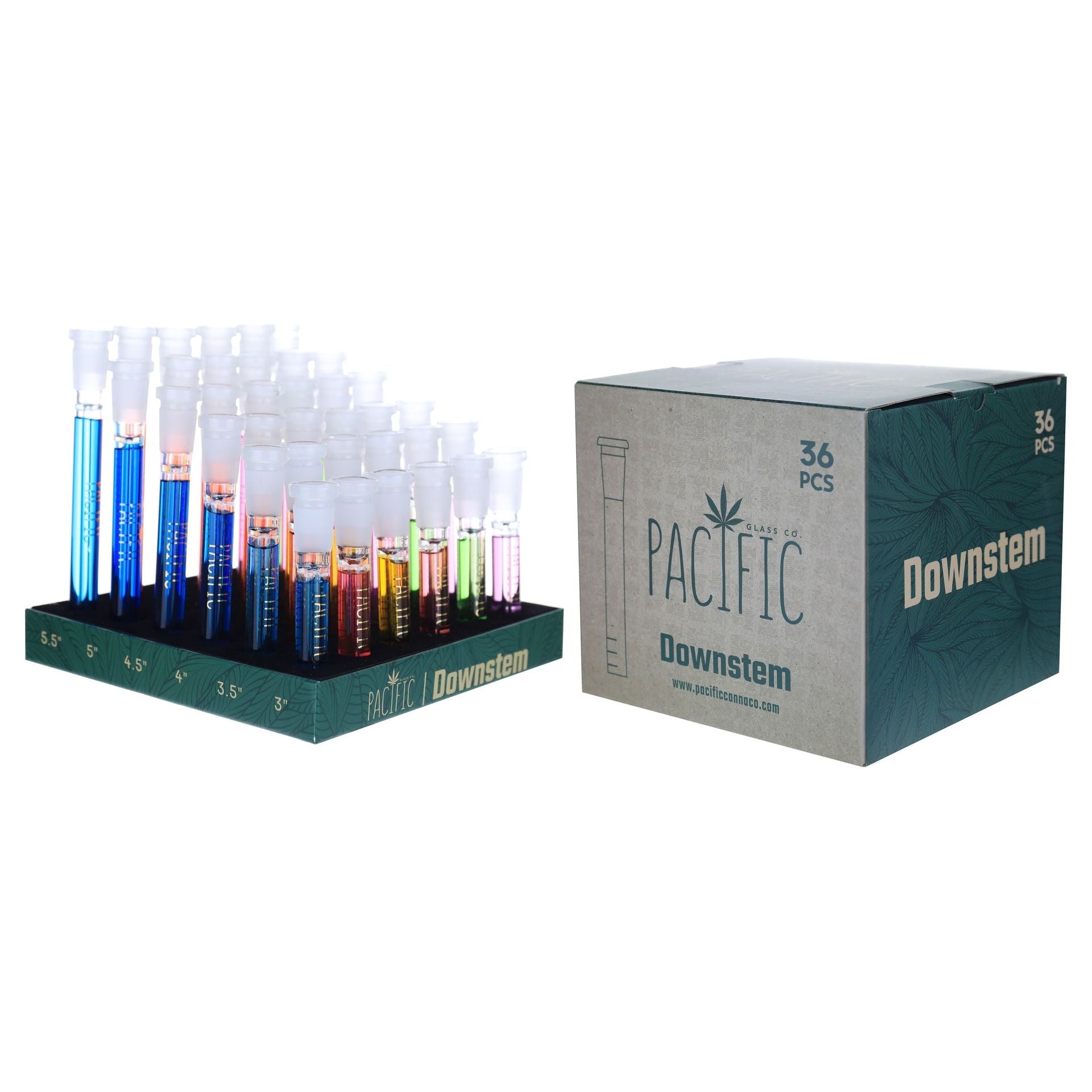 VaporTech Wholesale Pacific | Downstems 6/ea Length Glycerin Various Colors (36pc/Display) - DS-04 Pacific