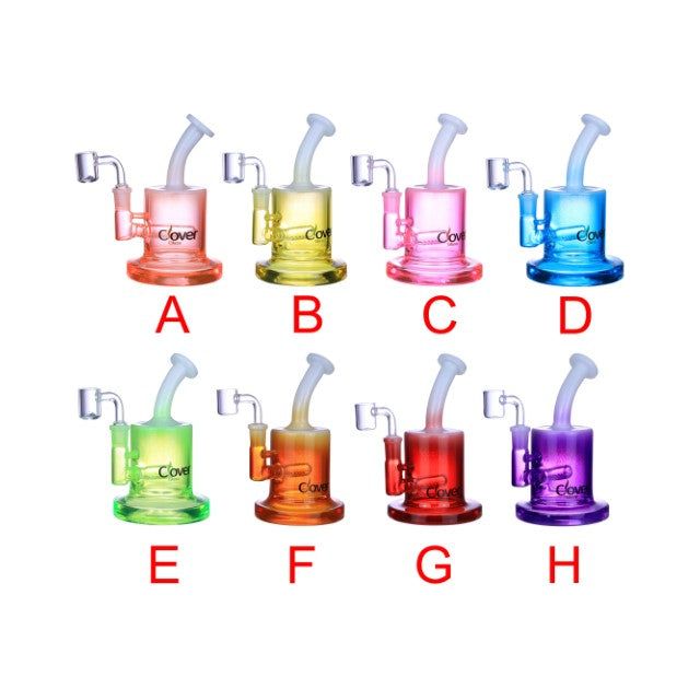 VaporTech Wholesale Clover [Waterpipe] - 6" Ombre Transparent Assorted Color Dab Rig with Straight Perc [WPE-582] - YELLOW Waterpipes