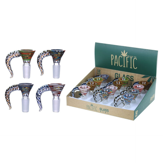 VaporTech Wholesale Pacific Bowl - Spiral Colored Funnel w/ Horne Handle Pacific