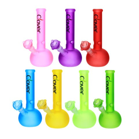 VaporTech Wholesale Clover [Waterpipes] - 10" Transparent Assorted Bowl Bottom Straight Pipe with Matching Bowl Waterpipes