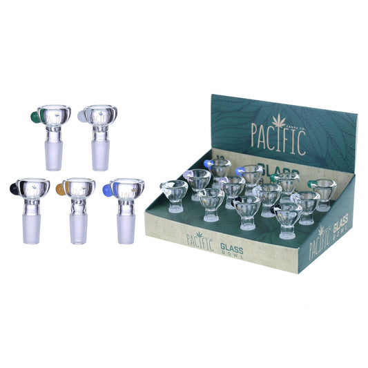 VaporTech Wholesale Pacific Bowls - Clear Bowl W/Colored Ball Handle (12pcs/Display) Pacific