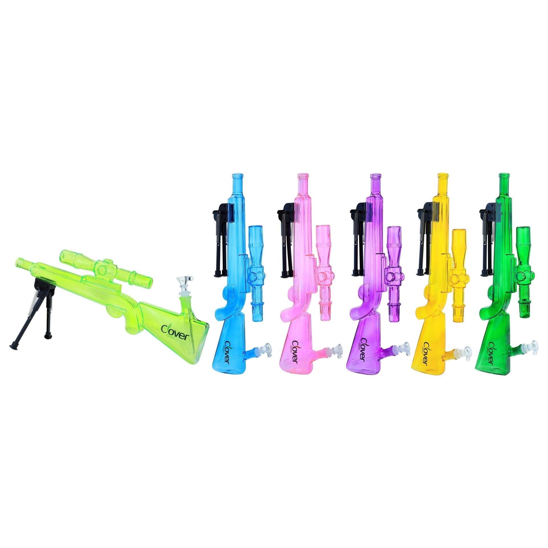 VaporTech Wholesale Clover [Waterpipes] - 19" Transparent Colored Shotguns w/Stand [WPA-411] Waterpipes