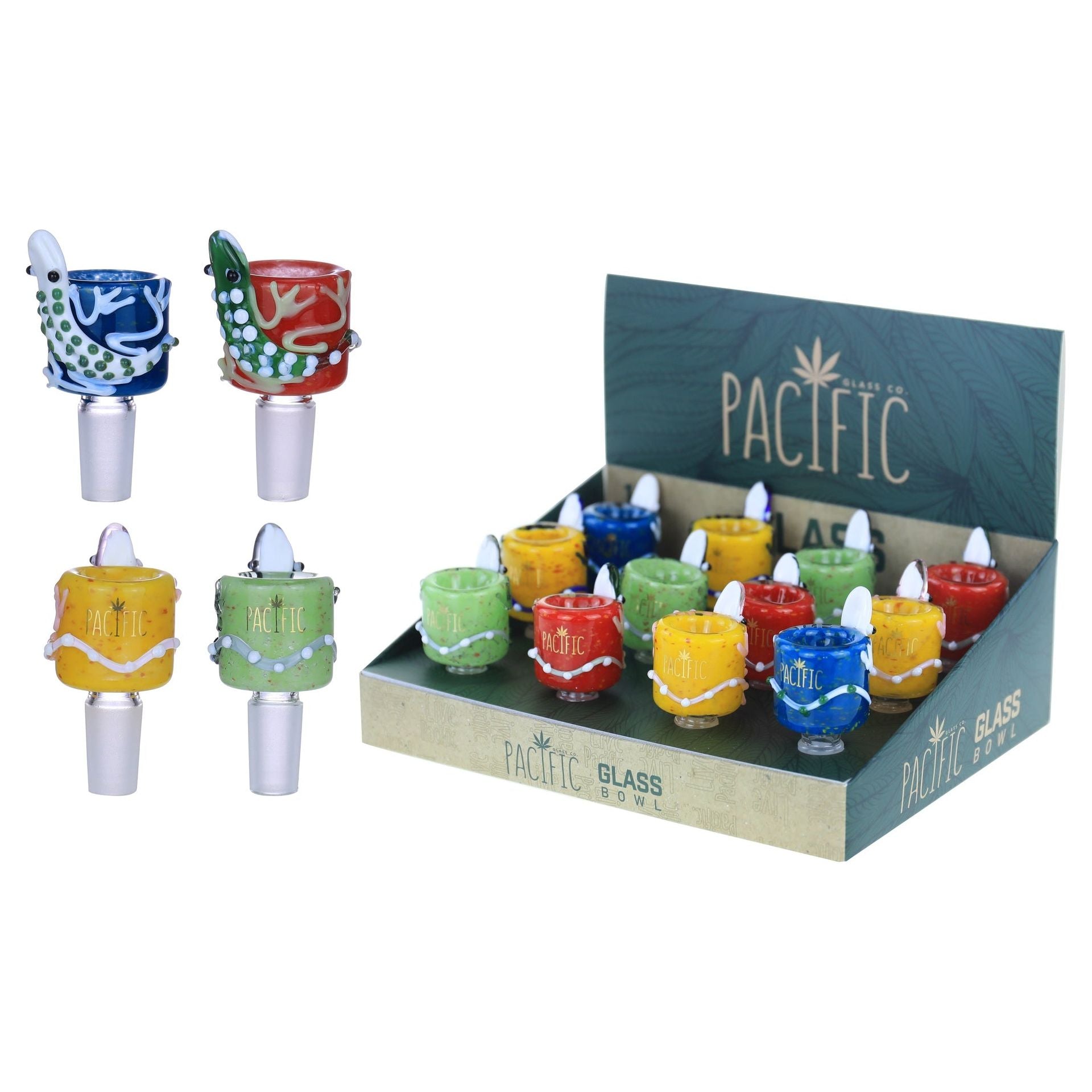 VaporTech Wholesale Pacific Bowl - Rounded Variety Colors w/ 3D Gecko Pacific