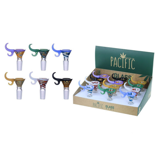VaporTech Wholesale Pacific Bowl - Swirl Designed Funnel Variety w/Curved Double Horne Handle Pacific