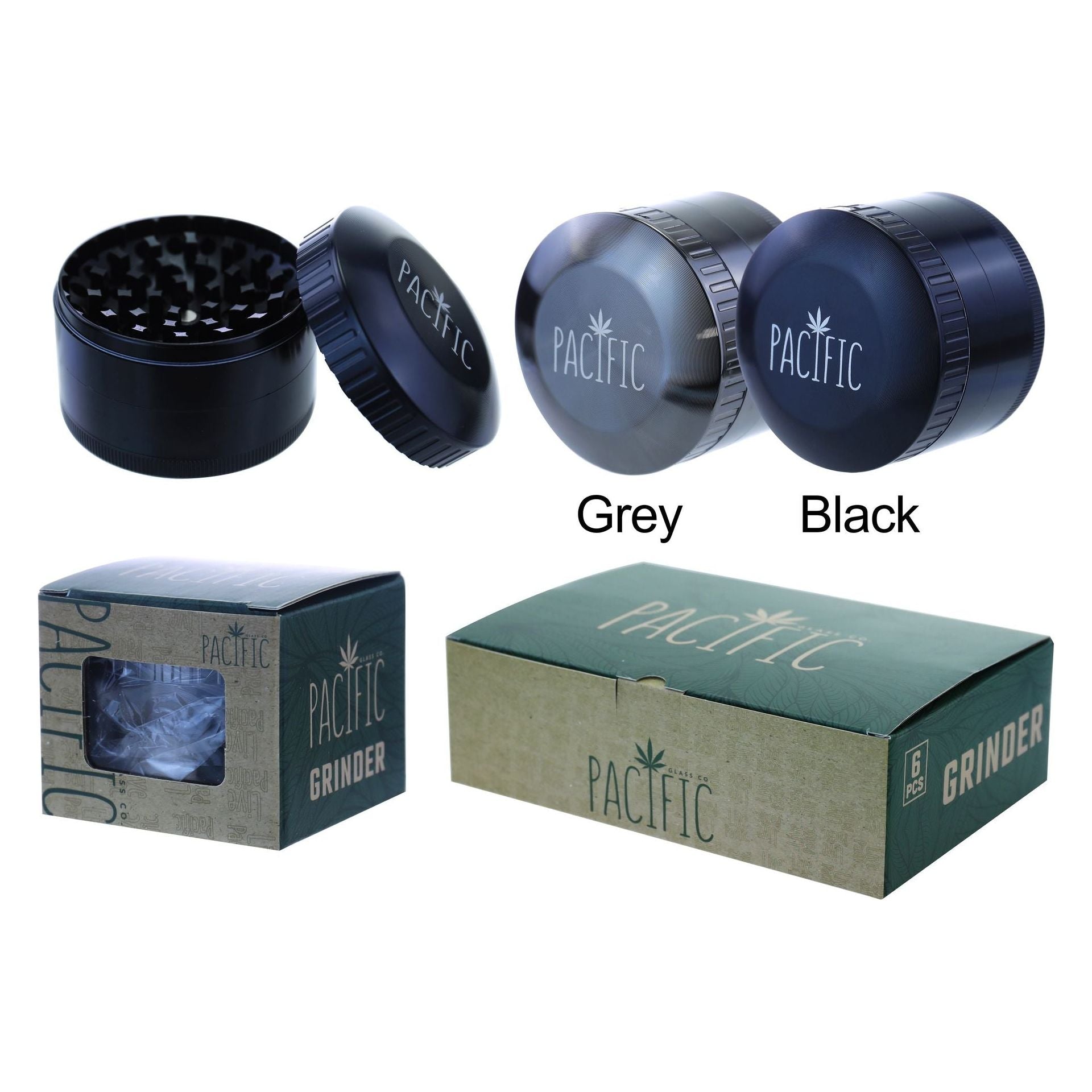 VaporTech Wholesale Clover - GX-2325 63*50mm 4 Part Gunmetal Shear Grinder (6pcs/display) Grinders