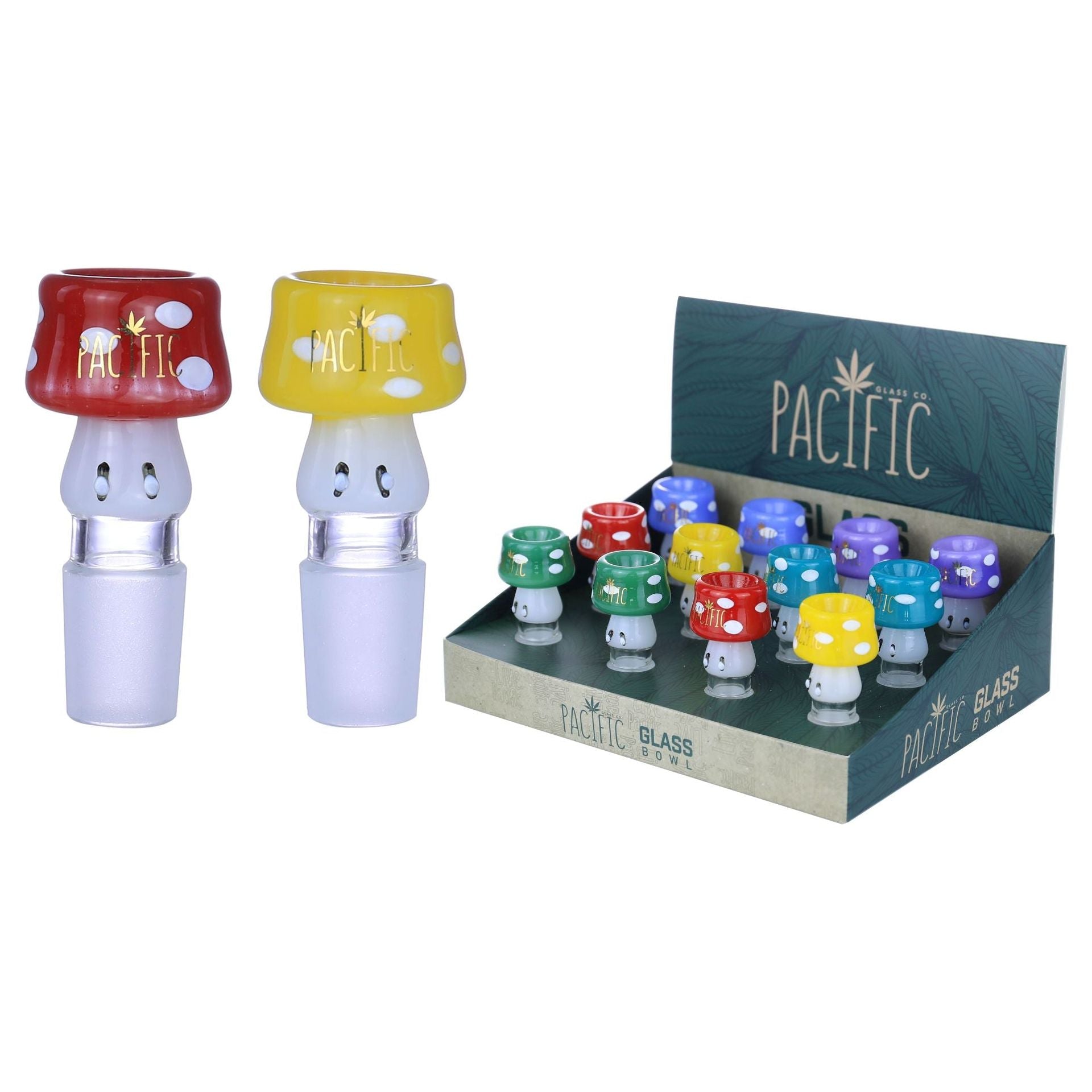 VaporTech Wholesale Pacific [Bowls] - Pacific gold Logo Assorted Mini Colored mushroom bowl heads [WPH-756](12pcs/display)-14MM Pacific